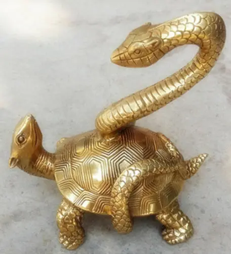 

Chinese Pure Manual Brass Tortoise Snake Decorative Furnishing Articles