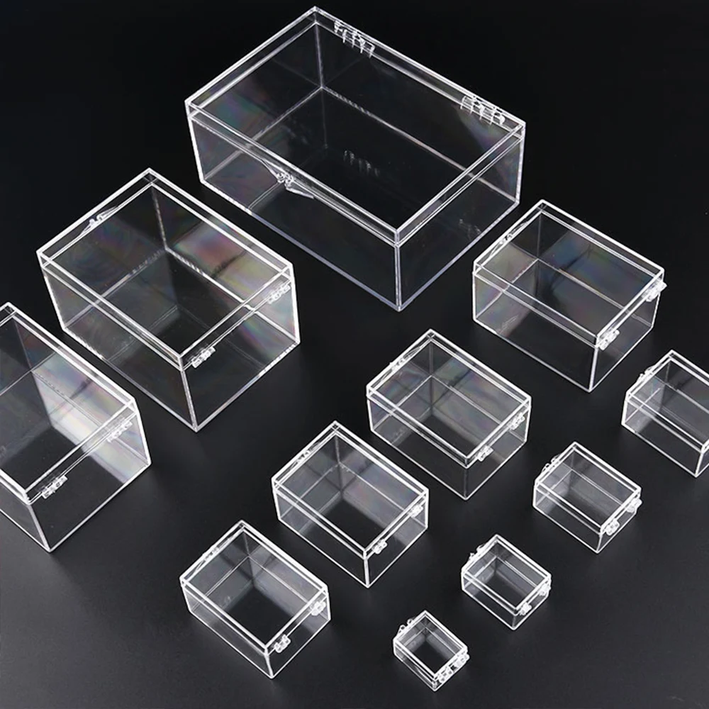 

2pcs Rectangle Transparent Storage Box For Toy Jewelry DIY Materials Thick Durable Collection Display Box With Cover