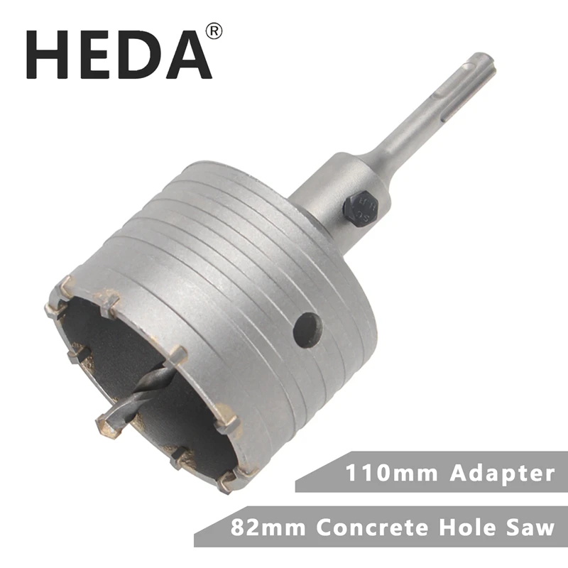 

HEDA 82mm Concrete Tungsten Carbide Alloy Core Hole Saw SDS PLUS Electric Hollow Drill Bit Air Conditioning Pipe Cement Stone