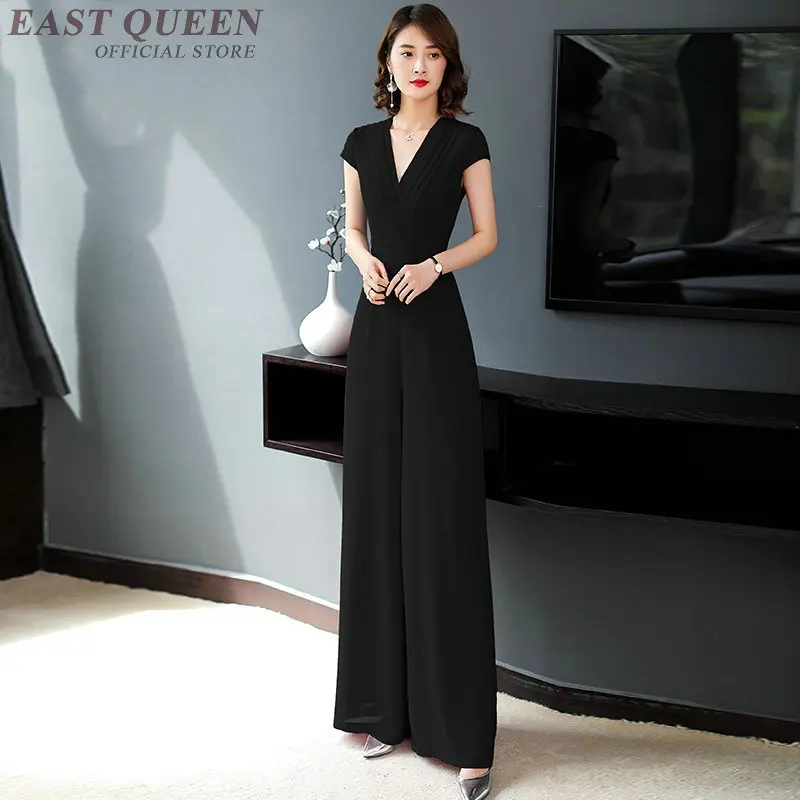 Elegant Jumpsuits For Women 2019 Summer Short Sleeve V Neck Overalls Paysuits Chiffon Wide Leg Office Wear Jumpsuit 2019 DD2278