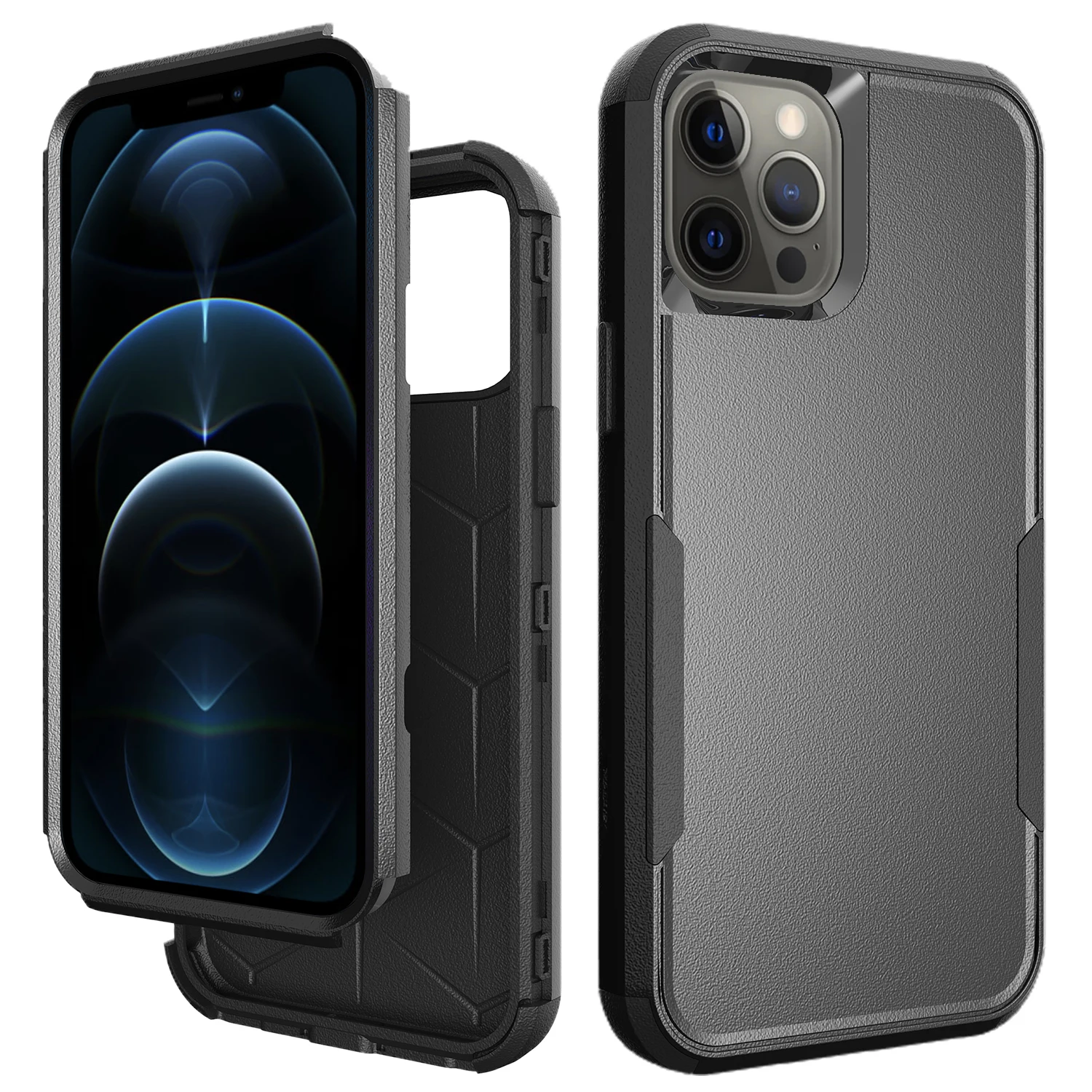 Caso à prova de choque para iPhone, Heavy Duty Armadura, Capa protetora traseira, 3 camadas, TPU e PC, iPhone 11, iPhone 12 Mini, iPhone 13 Pro Max, iPhone XS, iPhone XR, iPhone X, iPhone 8, iPhone 7, iPhone 6, iPhone 6S Mais