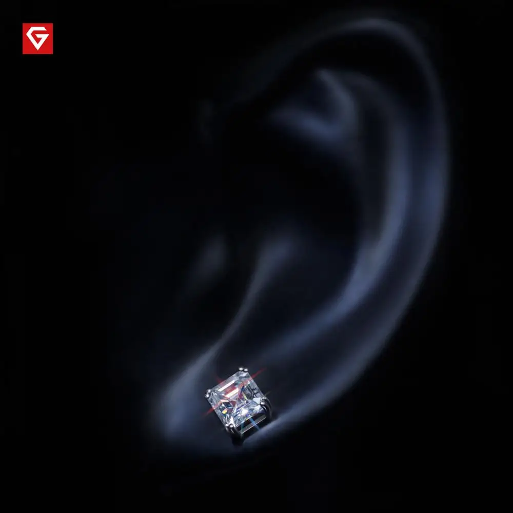 GIGAJEWE razem 1.6ct D Asscher diament Test przeszedł Moissanite 18K White Gold Plated 925 srebrny kolczyk biżuteria kobieta dziewczyna prezent — zdjęcie 3