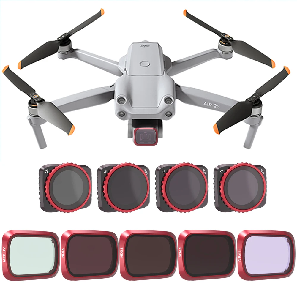 Drone Accessories For DJI Mavic Air 2S Lens Filter Set UV/CPL/ND/PL16/32/64 ND1000 Adjustable ND2-5 Neutral Density Polar Kit