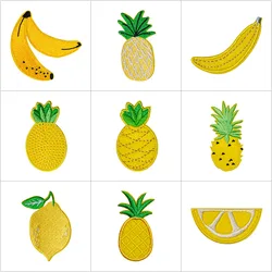 New Arrival pomarańczowy brzoskwinia haftowane plastry rysunkowe owoce żelazko ananas arbuz banan cytryna naklejki dla dzieci aplikacje