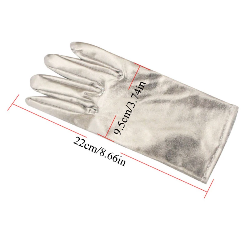 Unisex Gloves Sexy Etiquette Gloves Fake Leather Metallic Gloves Evening Party Performance Mittens Patent Leather Silver Gold