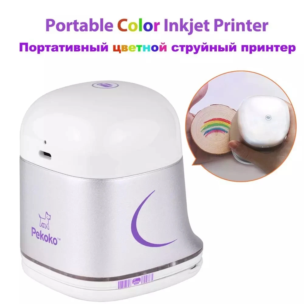 

Pekoko Portable Color Inkjet Printer Handheld Printer Support 1200dpi Wireless Connection for Customized Text Code Pattern Logo
