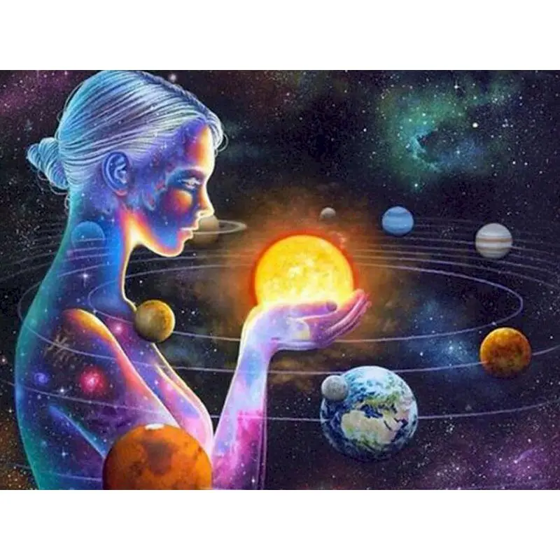 GATYZTORY Farbe Durch Zahlen Für Erwachsene Planet Landschaft Raum Universum Ölgemälde Hause Wand Dekor Leinwand Colouring Kunstwerk Rahmen