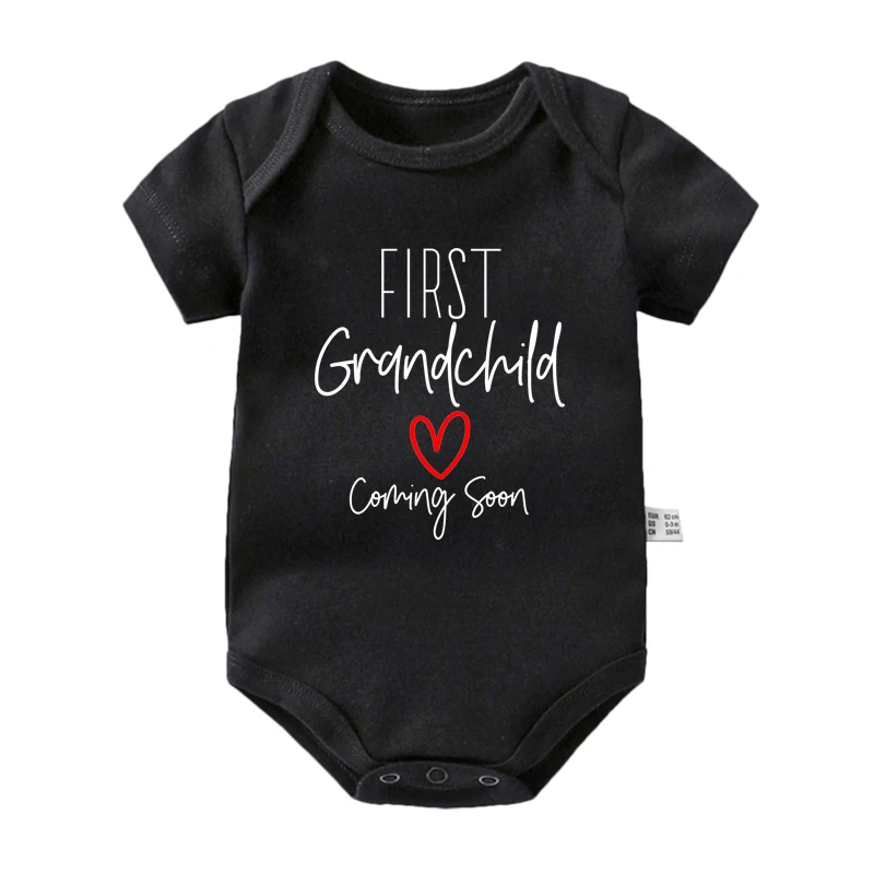 First Grandchild Coming Soon Baby Announcement Onesie Newborn Bodysuit Cotton Boy Girl Infant Jumpsuit Gift for New Grandparents