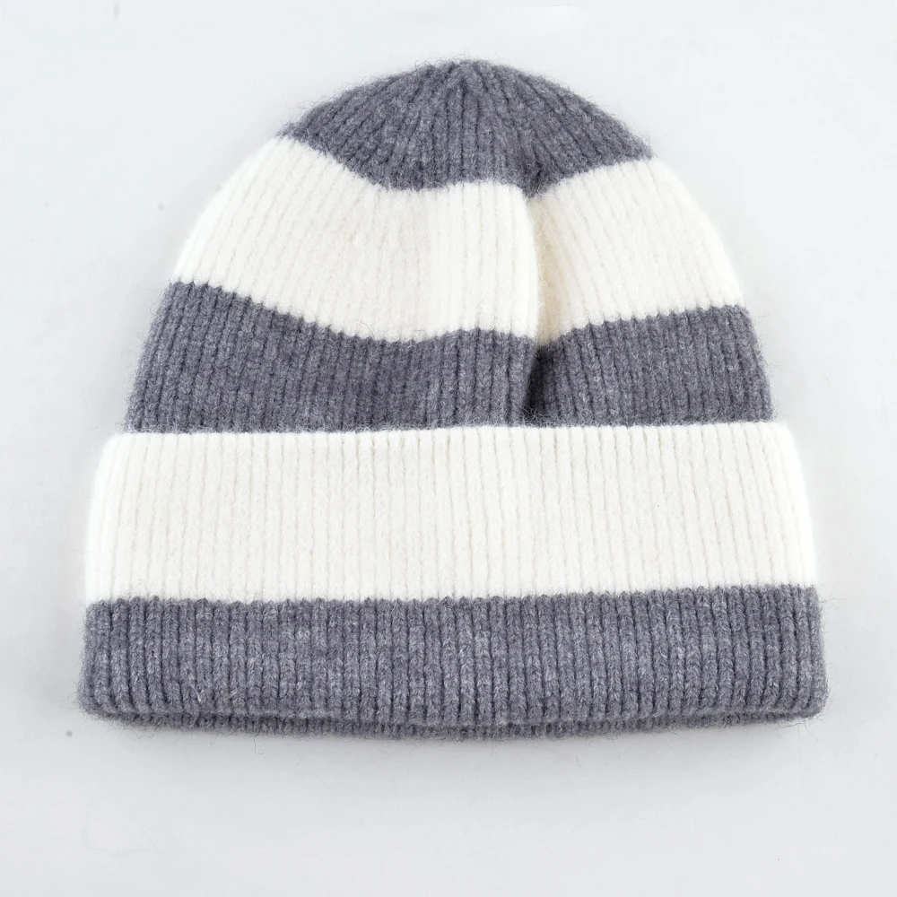 Winter Beanies Women Fashion Knitted Colorful Striped Hat Men Winter Warm Knit Double Layer Skullies Beanies Outdoor Ski Bonnet