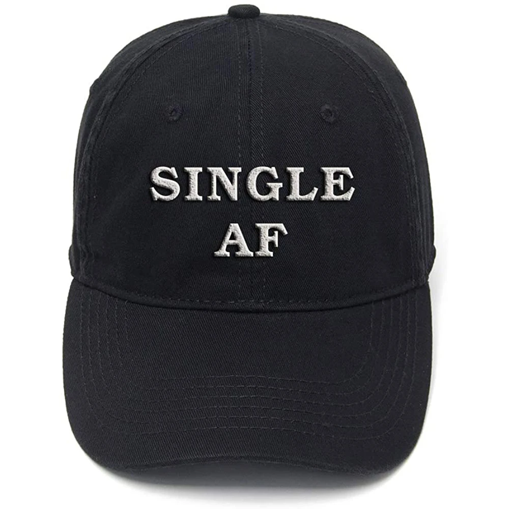 

Lyprerazy Single AF Washed Cotton Adjustable Men Women Unisex Hip Hop Cool Flock Printing Baseball Cap