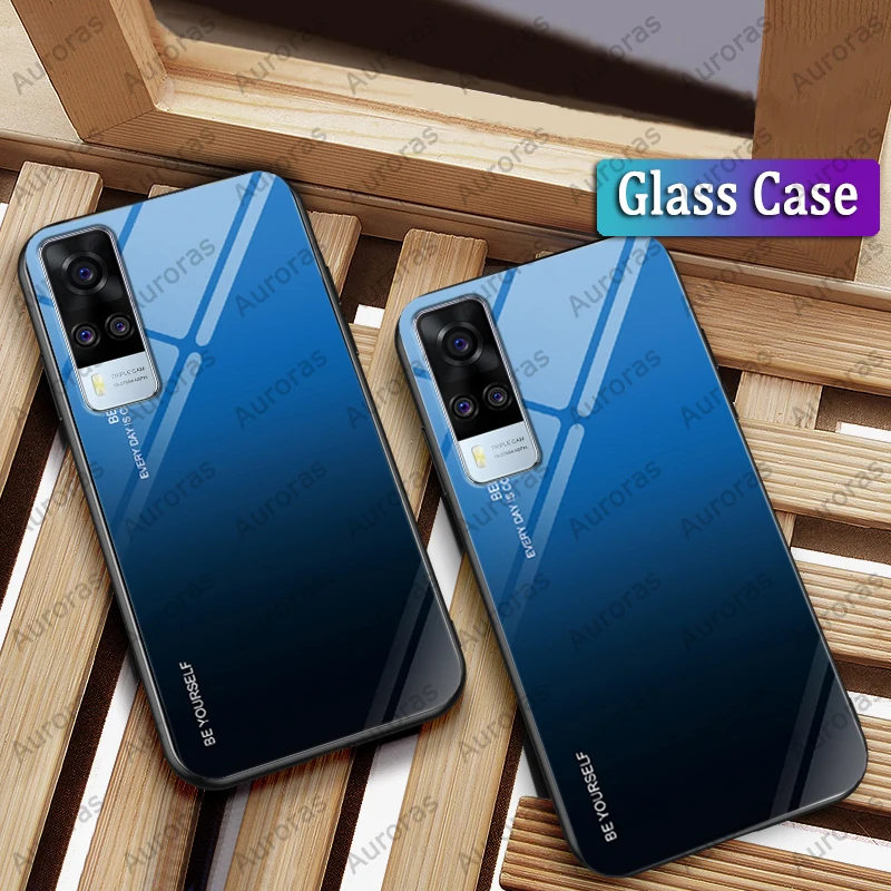

Auroras Gradient Tempered Glass Case For VIVO Y31 Phone Cover Full Coverage Cases For VIVO Y51 Cover