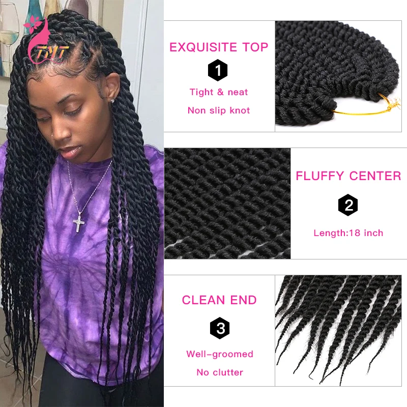 Cabelo sintético senegalês Twist para mulheres, tranças torcidas, tranças torcidas, vermelho ombre, trança de crochê, extensões de cabelo, TMT, 12 raízes