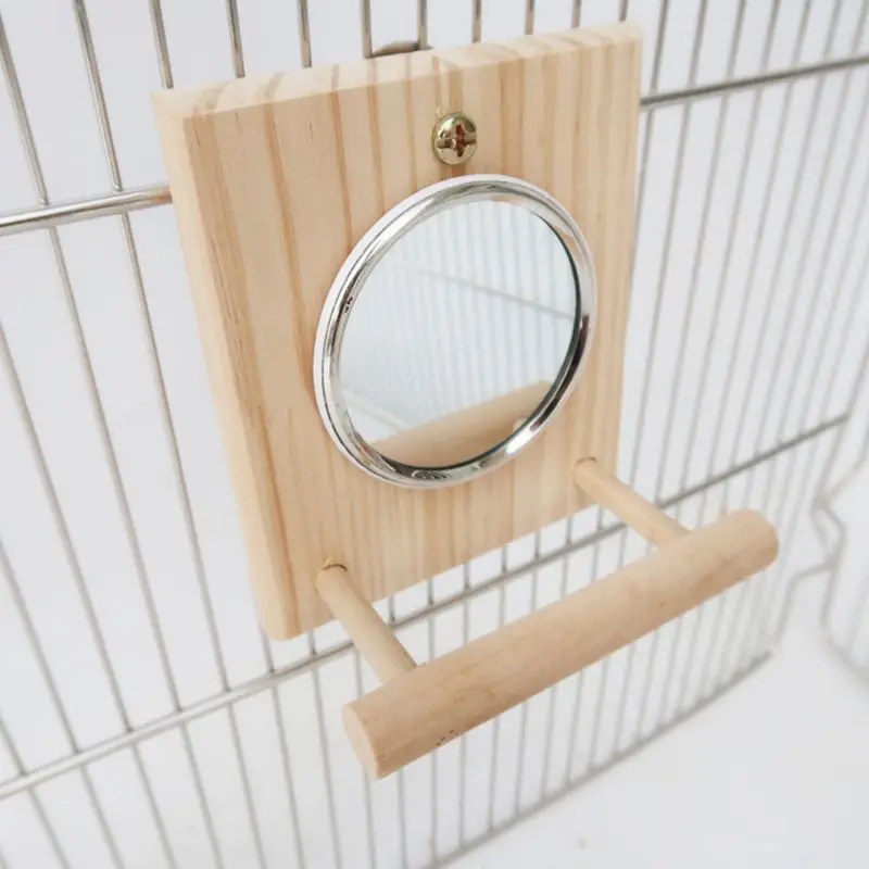 Parrots Mirror with Wooden Frame for Cage Canary Small Birds Pet Birdcage Dropshipping