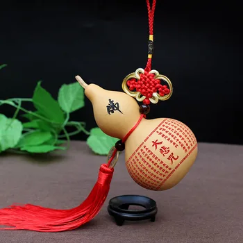 중국어 풍수 NaturalGourd 홈 인테리어 펜던트 액세서리 구리 동전 공예 Wulou Cucurbit 매달려 부적 중국어 매듭