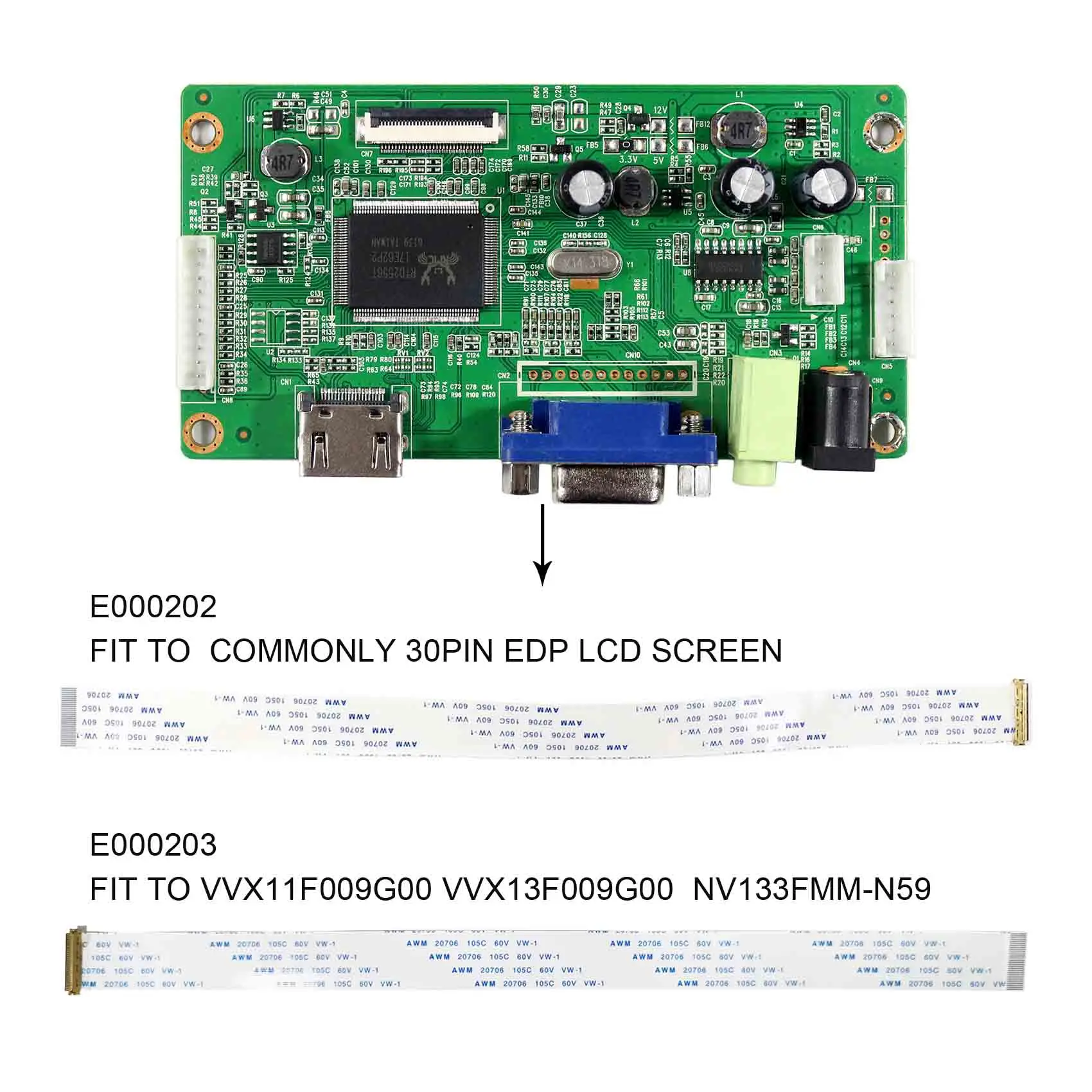 H  DMI VGA LCD Controller Board For 1920x1080 11.6inch 13.3inch 14inch 15.6inch 17.3inch EDP LCD Screen N116HSE-EA1 N133HSE-EB1