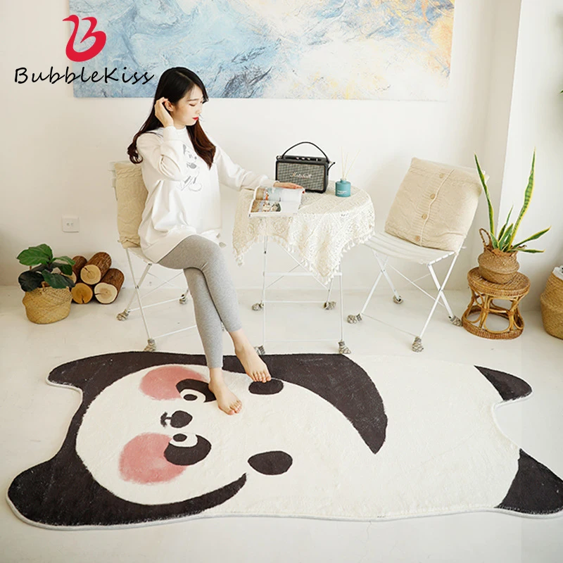 

Bubble Kiss Cute Panda Shape Rug Lovely Child Plush Fur Soft Carpet Thickened Cashmere Home Bedroom Rug Bathroom Absorbent Mat