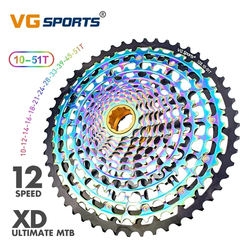 VGスポーツ-カラフルなMTBフリーホイール、12スピード、10-51T、アルティメットバイク自転車カセット、耐摩耗性サイクリングスプロケット、12V