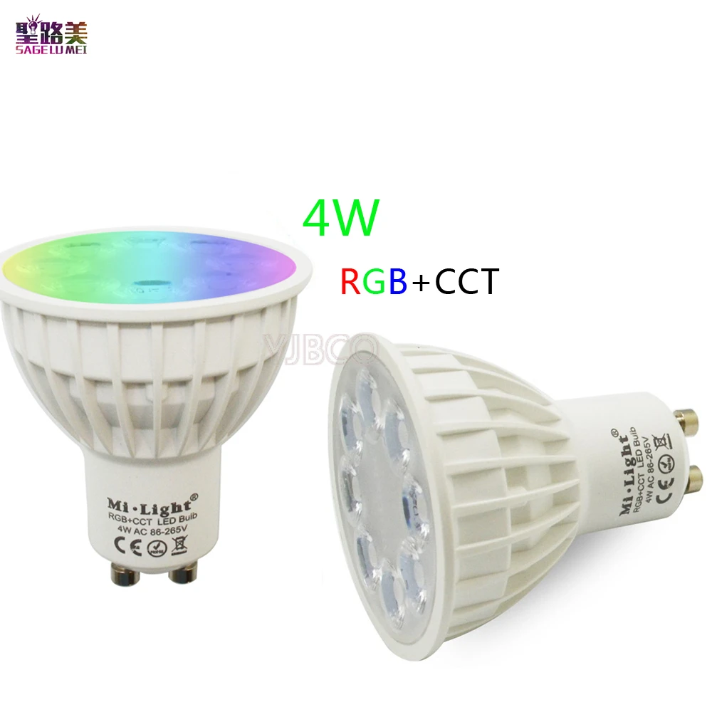 Mi Light AC85-265V 4W Led Bulb Dimmable MR16 GU10 RGB+CCT(2700-6500K) Spotlight Indoor Decoration + 2.4G Wireless RF LED Remote