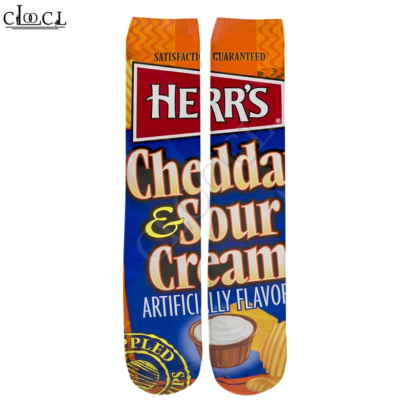  2021  New Delicious Fried Potato Chips 3D Print Fashion Men Women Unisex Hot Selling Harajuku Korean Straight Socks