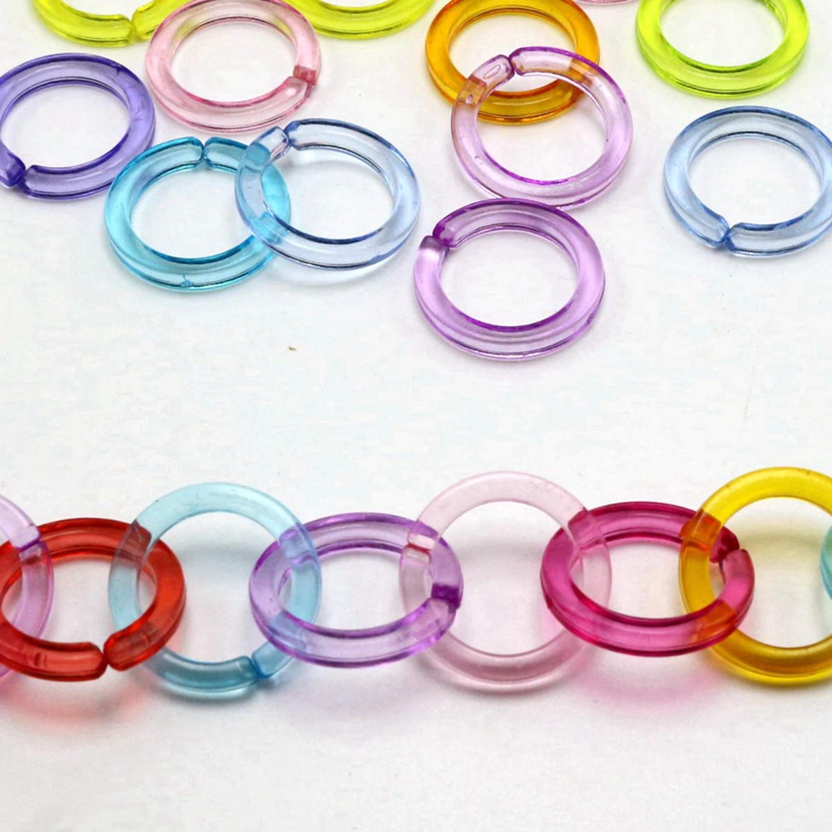 50 Mixed Transparent Color Acrylic Round Linking Rings Open Chain Beads 25mm Connector For Necklace Bracelet