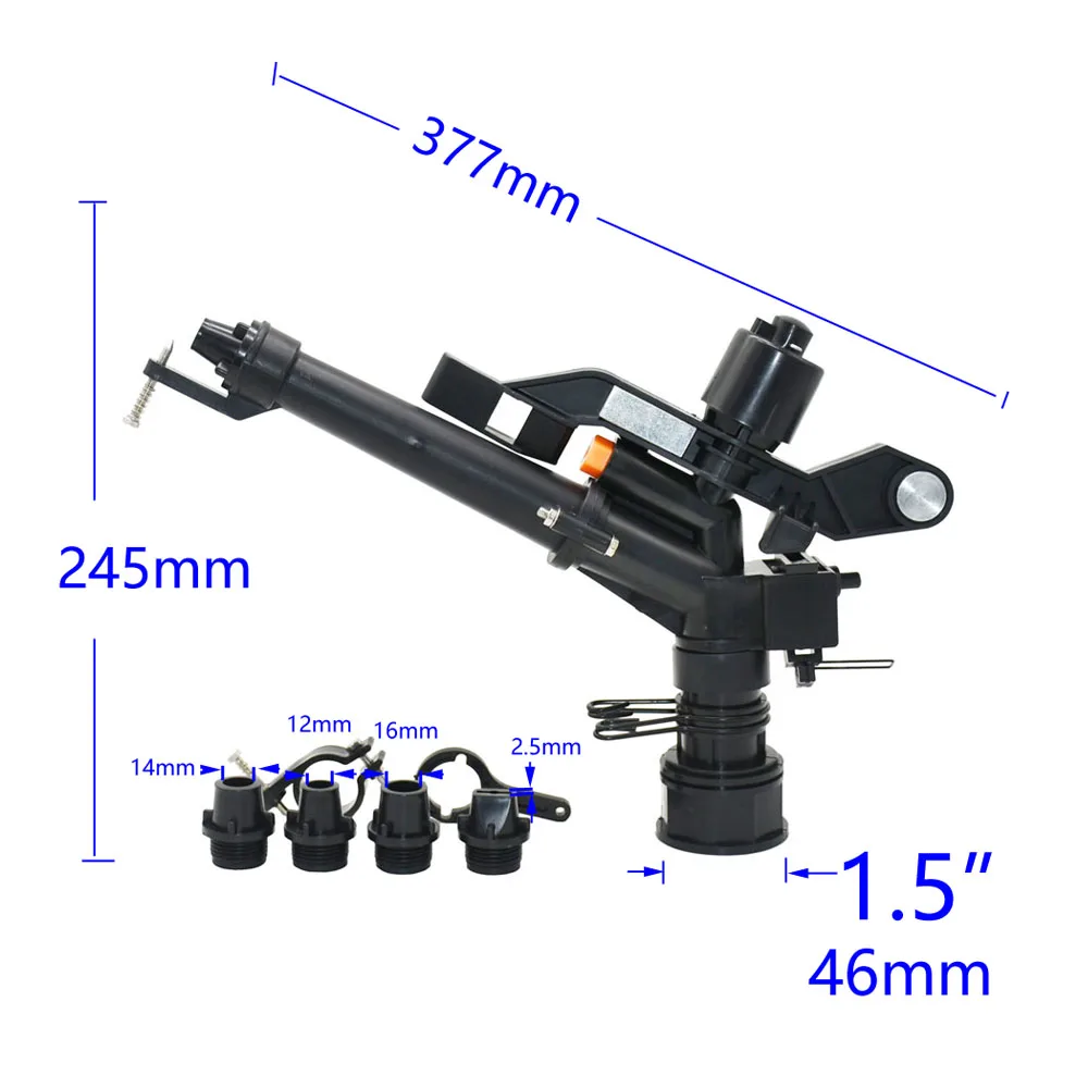 정원 관개 1.5 긴 스프레이 거리 스프링클러 헤드, 2 인치 암 스레드, 농장 큰 커버 범위, 급수 건 로커 노즐
