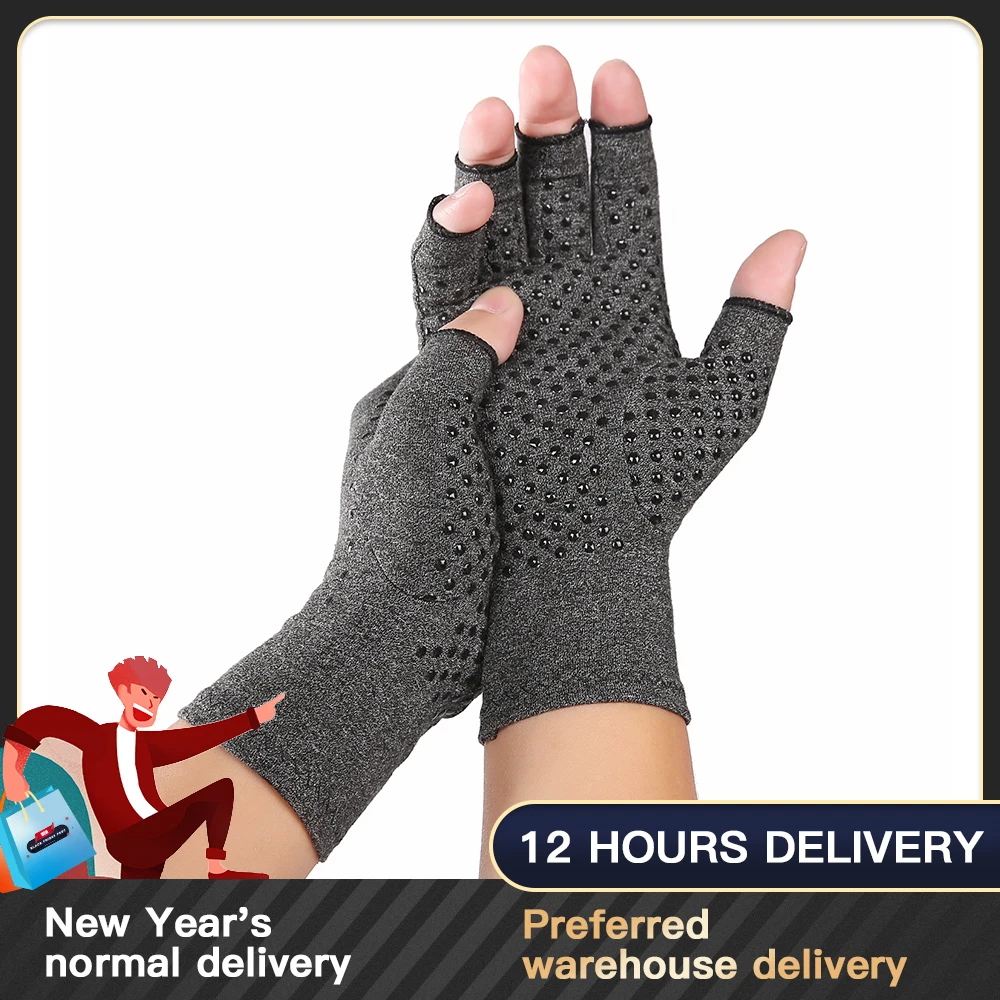 

Arthritis Gloves Cotton Warm Elastic Hand Women Men Arthritis Joint Pain Relief Gloves Therapy Half Finger Compression Mittens