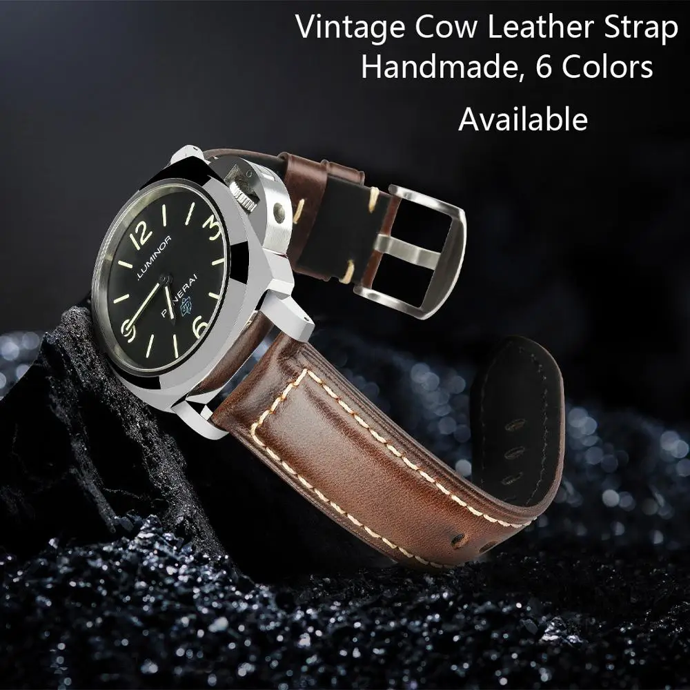 MAIKES Watch Accessories Watch Band 20mm 22mm 24mm 26mm Special Oil Wax Leather Watch Strap For Panerai IWC Watchbands