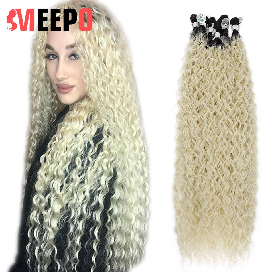 

Meepo Synthetic Hair Extensions Water Wave Corn Curly Hair Bundles Ombre Blonde 80cm32Inch Soft Super Long Synthetic Curly Hair