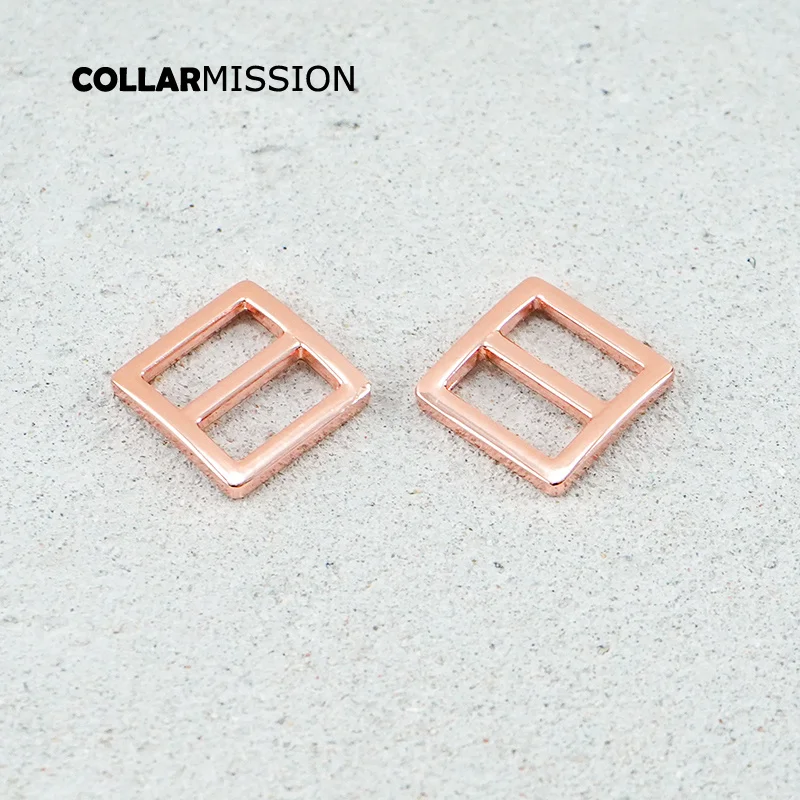 15mm Beautiful shape Rectangce metal Slider Tri-Glid for dog collar harness backpack strap accessory rose gold RZK15M