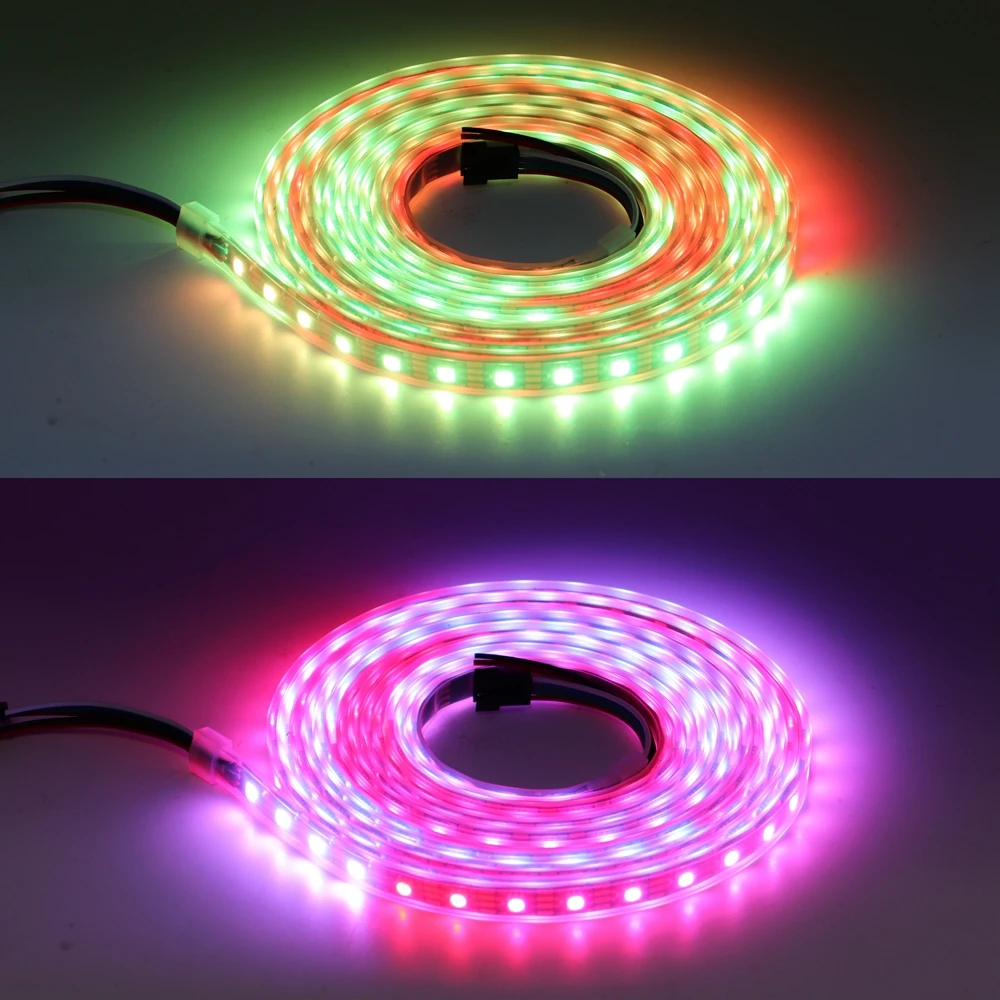 Imagem -03 - Rgb Led Pixels Tira de Luz 1m 4m 5m Individualmente Endereçável Led Dual-sinal 30 60 100 144 Leds m Ws2815 12v Ws2812b Ws2813