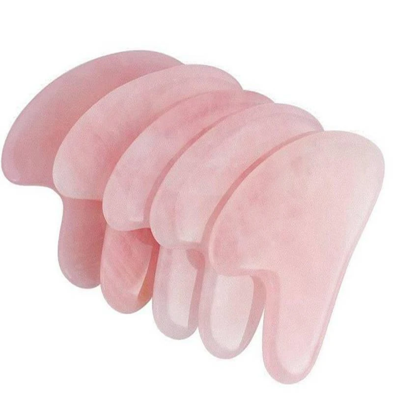 Natural Rose Quartz Gua Sha Board Pink Jade Stone Body Facial Eye Scraping Plate Acupuncture Massage Relaxation Health Care