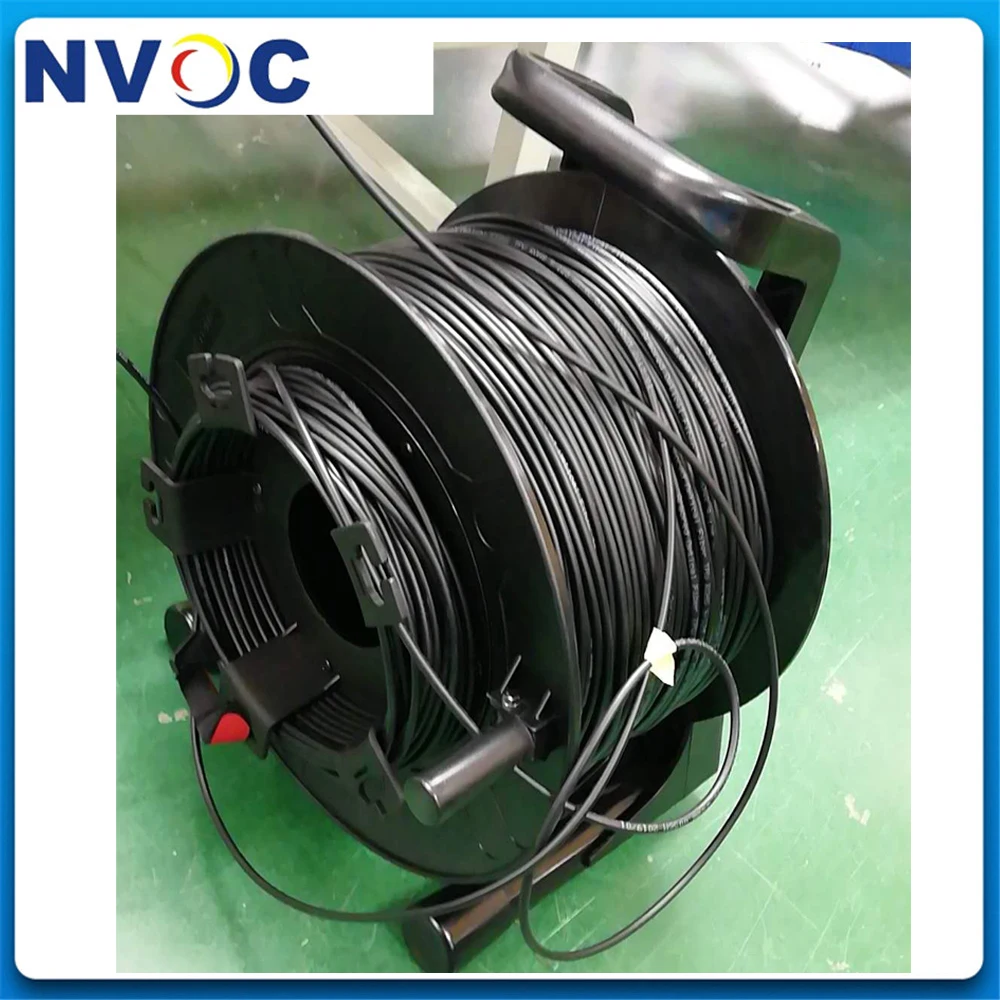 2Core SM G657A1,4.0mm,100/150/200M LC/UPC-LC/UPC Armored Duplex Fiber Optic Cord with Protable Reel,2C Fibre Jumper Cable