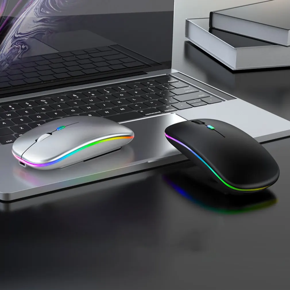 Mouse ricaricabile Wireless RGB compatibile con Bluetooth per Computer portatile Wireless Mause silenzioso Led ergonomico Mouse da gioco per PC