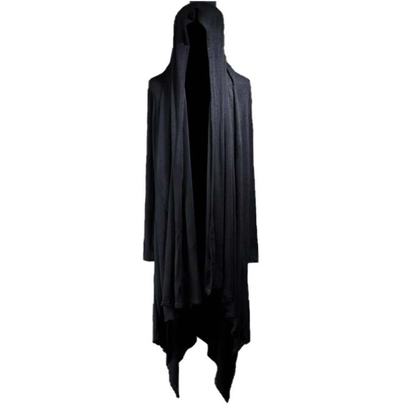 

Мужское пальто, весенне-осенний стиль, длинные свободные индивидуальные халаты, черная толстовка с капюшоном-волшебником, кардиган, плащ, мужская накидка в стиле