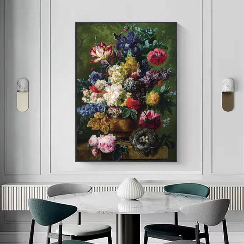 

Classic Hand-painted Print Canvas Flowers Living Room Wall Art Print Poster Mural Canvas Oil Painting Decorative Painting