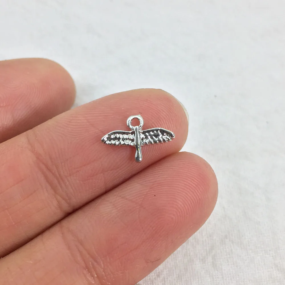 Eruifa 20 sztuk 10mm Mini ptak cynku biżuteria ze stopu DIY Charms wisiorek naszyjnik, kolczyki bransoletka 2 kolory — zdjęcie 6