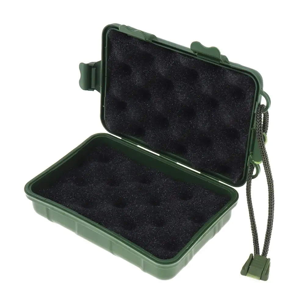 Caja de almacenamiento de plástico verde, caja Universal impermeable anticaída, adecuada para linterna, luz, cargador de batería, herramientas,