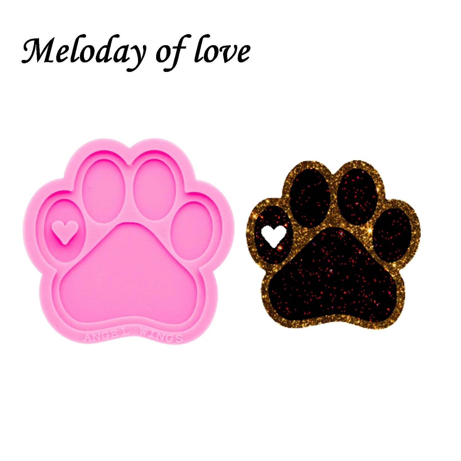 Shiny Love Bear paw molds for keychains DIY Dog foot epoxy model resin key keychains moulds silicone custom mold  DY0129