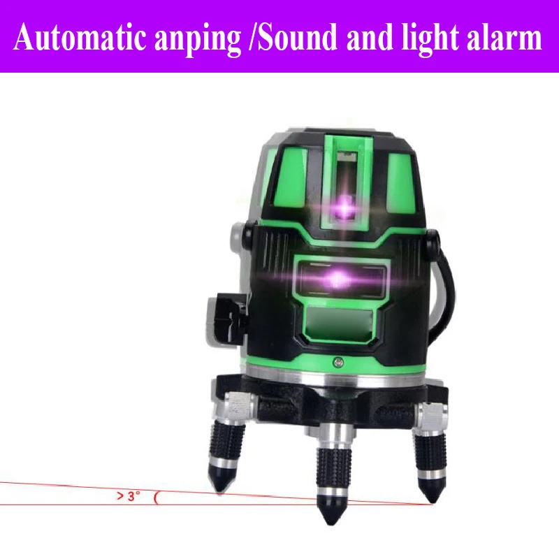 Purple Light Outdoor Strong Light Laser Level High Precision Cast Line Level Meter 360° Roating Engineering Home Measure Tool