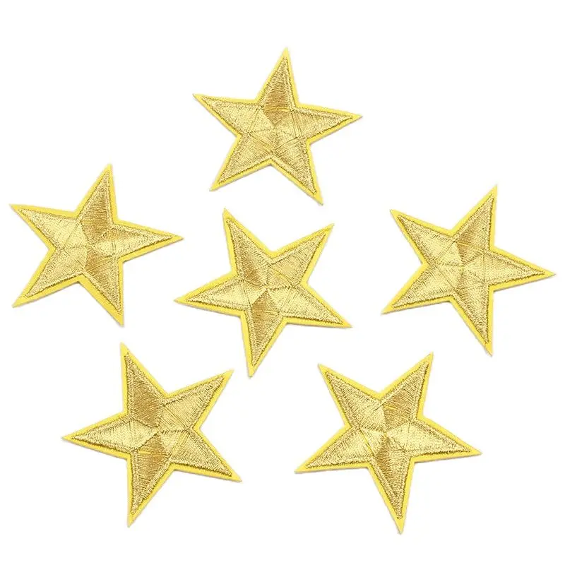 10pcs/lot Embroidered Gold Star Patch Iron On Coats Jeans Stickers Sewing Bags Pants Shoes Badge DIY Shirts Appliques Patches