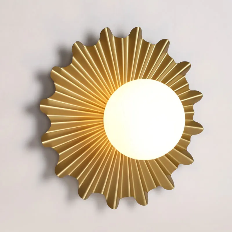 

Modern Gold Sun Flower Wall Lamp Nordic Led Glass Wall Sconce Light Fixtures for Living Room Bathroom Bedside Lamp Home Lighting