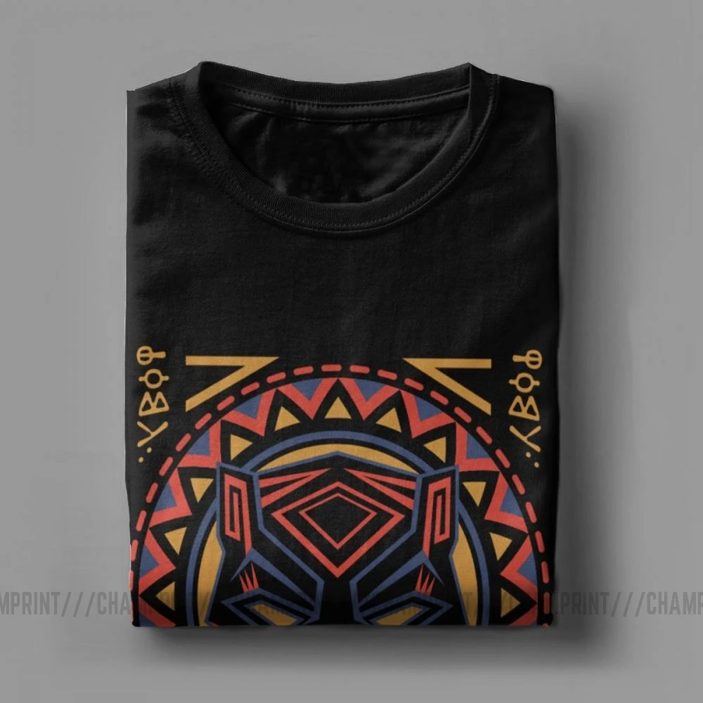 Black Panther Head Tribal Pattern African tribal totem T Shirt for Men 100% Cotton Tee Short Sleeve Clothes Plus Size