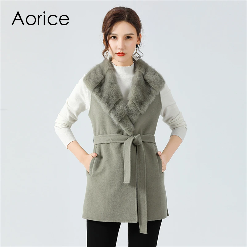 Aorice-Parka de piel de visón Natural para mujer, chaqueta de invierno, Z20137, novedad de 2020