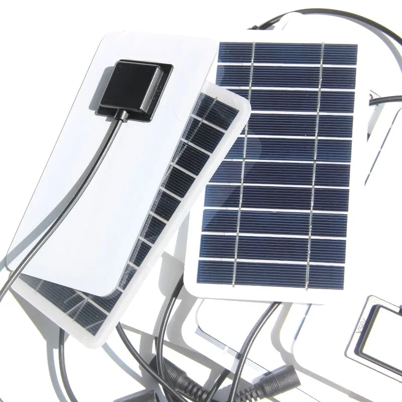 Painel solar policristalino 2.5w 5v com carregador do painel solar da saída do cabo dc5521 para a bateria 3.7v-5v