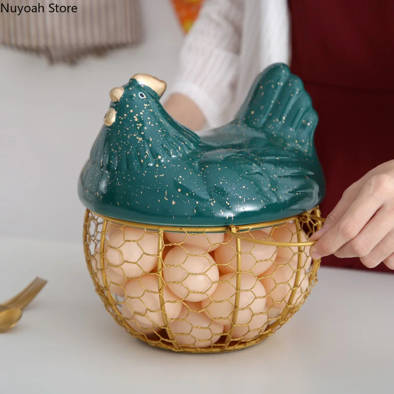 

Nordic Light Luxury Ceramic Egg Storage Basket Kitchen Storage Basket Fruit Storage Basket Household Living Room Storage Basket