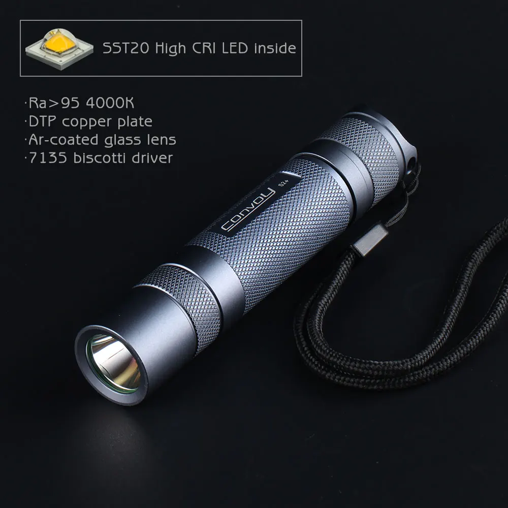 Convoy S2 Plus With Luminus SST20 Lanterna Led Flashlight 7135 Biscotti Firmware Grey Portable 18650 Torch Flash Light Lantern