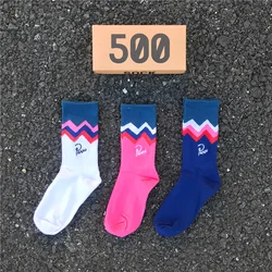 3 Pairs/box Autumn New Socks Men's Fashion Skateboard Sports Letter Embroidery White /Red /Blue Trend Hip Hop Cotton Socks