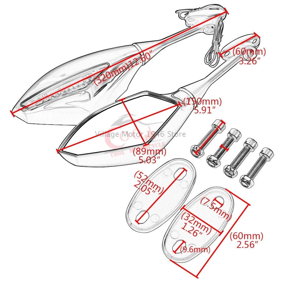 Motorcycle LED Turn Signals Rearview Fairing Mount Side Mirrors Fit For Honda CBR600RR CBR1000RR CBR300R CBR600F CBR600