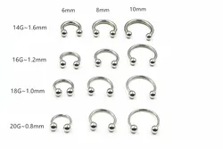 LOT50pcs Body Jewelry - 20g 18g 16g 14g Surgical Steel Ear/Nose/ Lip Labret Rings Nose Ear Daith Helix Piercing CBR Horseshoes