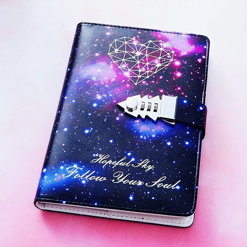 Password The Zodiac Constellation A5 Notebook With Lock Writing Pads Lockable Notepad Diary School Supplies Student Gift